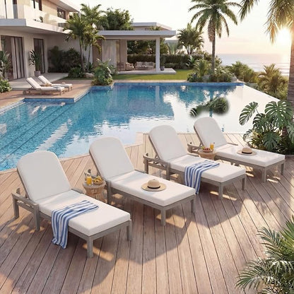 Outdoor Chaise Lounge Chair Set of 3, Patio Chaise Lounge Recliner - Image 5