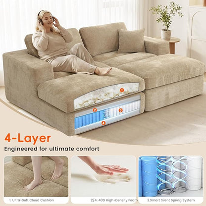 80.7" Oversized Double Chaise Lounge Chair Indoor, Cloud Boneless Sleeper Sofa - Image 6