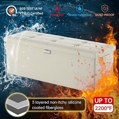 DocSafe Storage Ottoman Bench, Fireproof＆Waterproof Folding Bench - Image 4