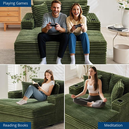 GarveeHome 60-inchOversized Chaise Lounge Chair Indoor, Comfy Corduroy Lounge - Image 8