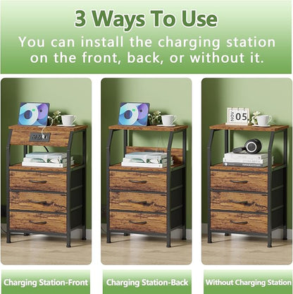 Furnulem Night Stand with Charging Station, USB Ports and Outlets, 28.3 Inch - Image 6