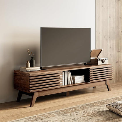 AODK 59" TV Stand for 55"/60"/65" TVs, Mid-Century Modern Fluted Entertainment by AODK