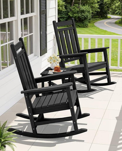 KINGYES Oversized Outdoor Rocking Chair Set of 4, All-Weather Patio Rocking - Image 2