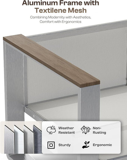 Aluminum Outdoor Furniture Set, 4 Seats Outdoor Patio Conversation Sets - Image 3