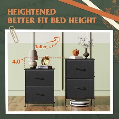 WLIVE Nightstand Set of 2, 2 Drawer Dresser - Image 6
