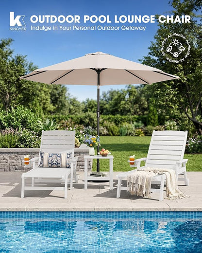 KINGYES HDPE Lounge Chair Outdoor Set of 2, Patio Chaise Lounge Recliner - Image 7