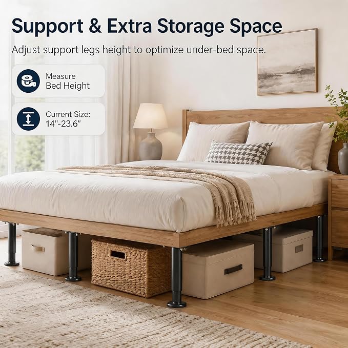 6Pcs Bed Frame Support Leg, Adjustable 14" to 23.6", Increase Under-Bed Storage - Image 9