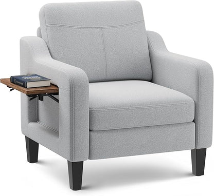Accent Chair for Living Room Modern Linen Upholstered Armchair Side Wooden - Image 9