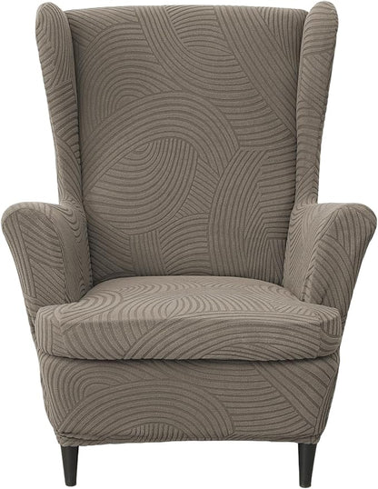 HAOYONG Wing Chair Slipcovers Printed Wingback Chair Covers 2 Pieces Wingback by HAOYONG