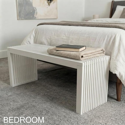 SWEVEN Bamboo Natural 36 inch Wooden Bench, Small Wood Benches - Image 4