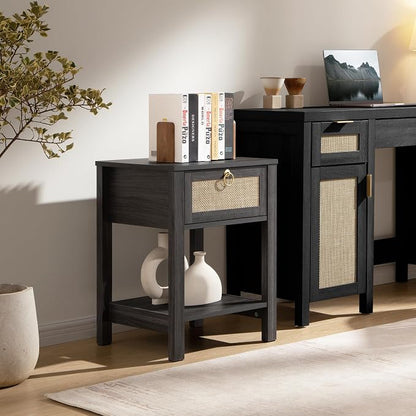 SICOTAS Rattan Nightstand Set of 2, Rattan Decor Drawer - Image 9