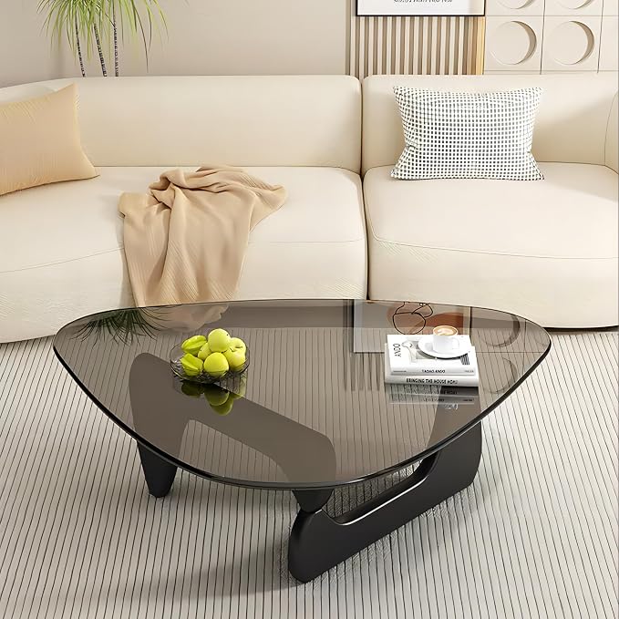 EASYSOUL Modern Glass Coffee Table, 44.88" D x 32.28" W x 15.75" H, Abstract by EASYSOUL