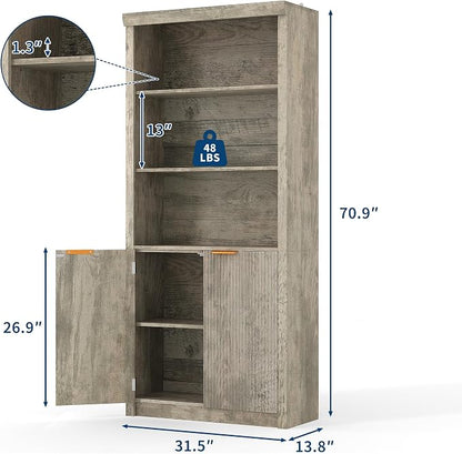 GarveeHome Tall Book Shelf and Bookcase, 31.5" Wide Wooden Bookcase - Image 2