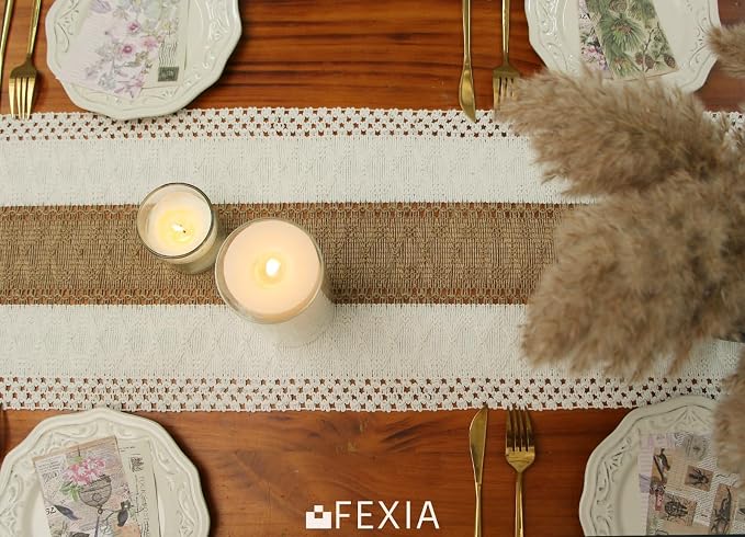 FEXIA Boho Table Runner for Thanksgiving Home Decor 48 Inches Long Farmhouse - Image 6