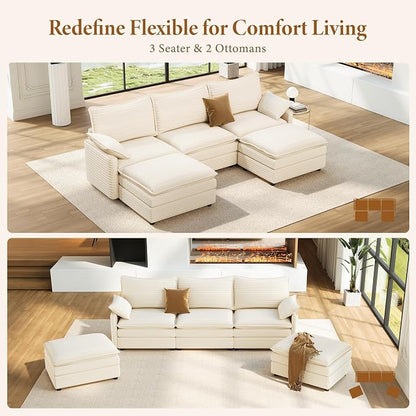 Vesgantti 108" U Shaped Sectional Couch, Comfy Cloud Modular Sectional Sofa - Image 7