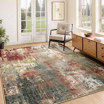 RELEANY Washable Area Rugs 4'x5' Non-Slip Modern Abstract Soft by RELEANY