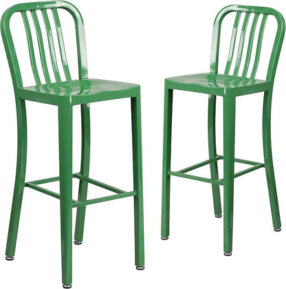 Flash Furniture Gael Commercial Grade 2 Pack 30" High Green Metal by FlashFurniture