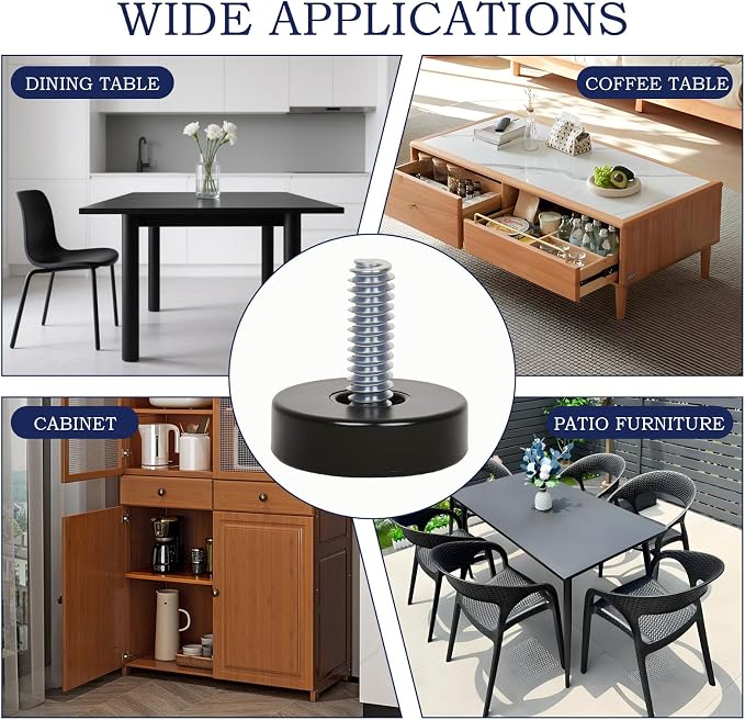 12 PCS M8 Thread Furniture Feet Levelers, Furniture Leveling Feet, Furniture - Image 6
