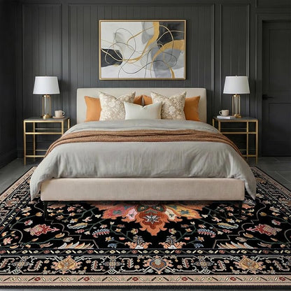 RELEANY Area Rugs 8'x10' Washable Non-Slip, Floral Vintage Distress Print - Image 2