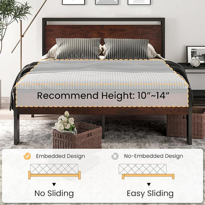 SHA CERLIN 14 Inch Queen Size Metal Platform Bed Frame - Image 7