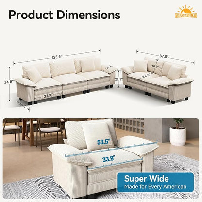 SUNSHINE VALLEY Sofa and Loveseat Set, Oversized Corduroy Modular Love seat and - Image 2