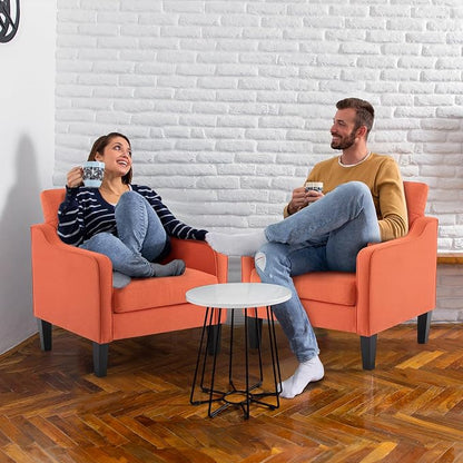 VINGLI Accent Chairs Set of 2 Living Room Chairs Burnt Orange Reading Chair - Image 8