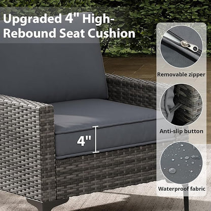 Jing's Villa 2-Piece Outdoor Sectional Set, All-Weather Wicker Patio Furniture - Image 2