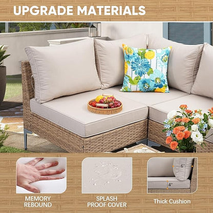 JOYURE 7 Piece Wicker Patio Furniture Set, Outdoor Conversation Sectional Sofa - Image 6