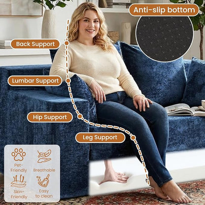 Loveseat Sofa Bed, Convertible Silky Velvet 5-in-1 Foldable Boneless Sleeper - Image 5