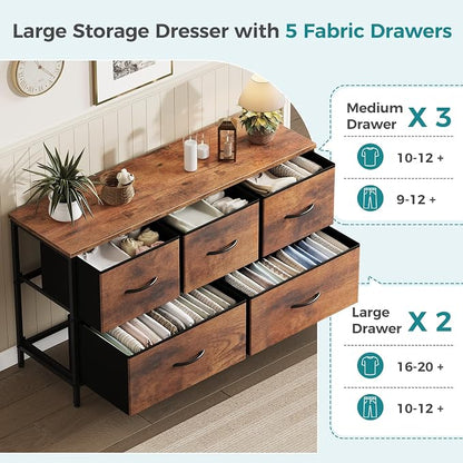 OLIXIS 5 Drawer Dresser for Bedroom, Closet Chest Organizer Furniture, TV Stand - Image 4