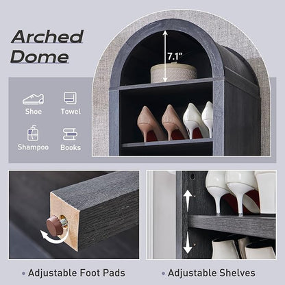IFGET 71" Tall Arched Bookshelf, 8 Tiers Arch Bookcase - Image 3