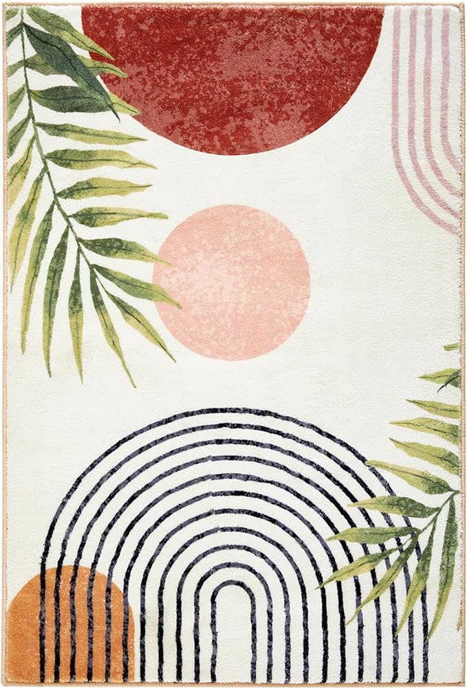 RoomTalks Mid Century Modern Washable Rug, Boho Cute Aesthetic 8x10 Area Rugs - Image 8