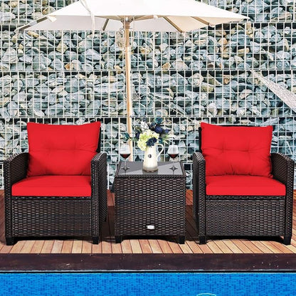 Tangkula 3 Pieces Patio Furniture Set, PE Rattan Wicker 3 Pcs Outdoor Sofa Set - Image 2