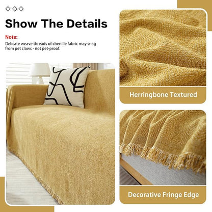 DREAMINGO Modern Minimalism Couch Cover Pets Loveseat Protector Mustard Yellow - Image 4