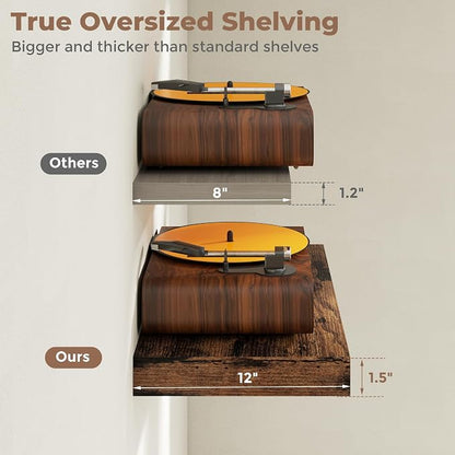 12 inch Deep Floating Shelves for Wall, 24 inch Wide Engineered Wood Wall - Image 5