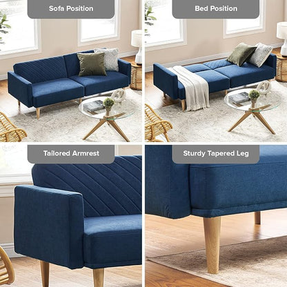 mopio 76.4" Futon Sofa Bed, Sleeper Sofa, Mid Century Modern Futon Couch - Image 7