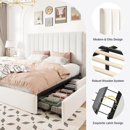 Allewie Full Size Storage Bed Frame, Vertical Channel Tufted Adjustable - Image 6