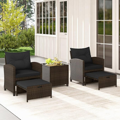 Tangkula 5 Pieces Patio Conversation Set, PE Wicker Rattan Outdoor Furniture Set - Image 3