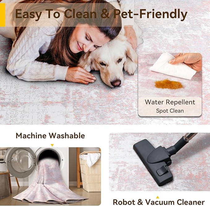 RELEANY Washable Area Rugs 6'x9' Non-Slip Modern Abstract Soft - Image 5