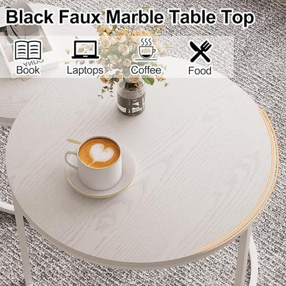 Garden 4 you Nesting Coffee Table, 23.6" Round Coffee Table Set of 2, Wooden - Image 7