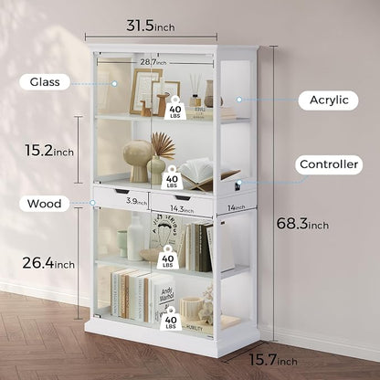 Jocoevol Display Cabinet with Glass Doors, 4-Tier Glass Display Case with Human - Image 3