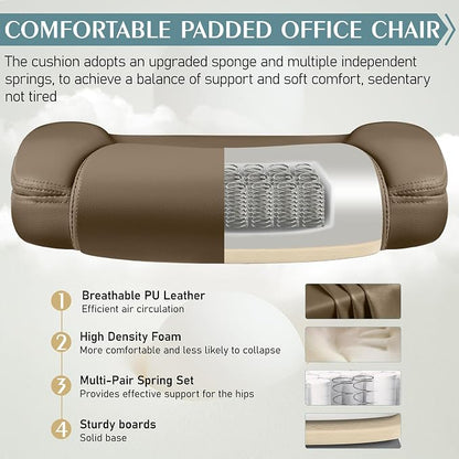 Leather Office Chair, PU Home Computer Desk Chairs - Image 5
