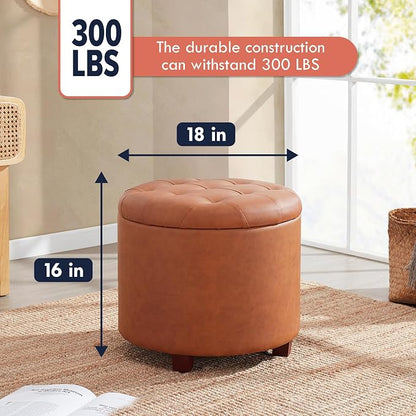 Ornavo Home Round Storage Ottoman - Image 2