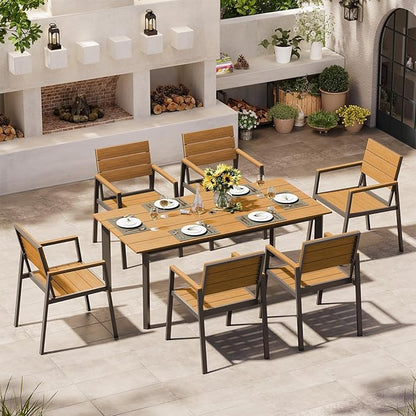 67" Rectangle HDPS Patio Dining Table, Aluminum Outdoor Patio Dining Table - Image 6