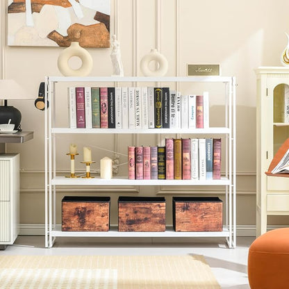 HCHQHS Bookshelf, 4-Tier Industrial Bookcase, Freestanding Tall Bookshelves - Image 2