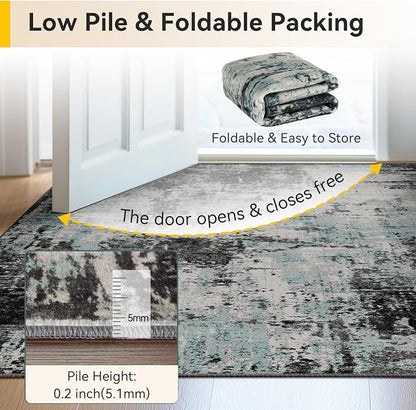 RELEANY Washable Area Rugs 9'x12' Non-Slip Modern Abstract Soft - Image 6