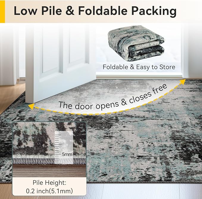 RELEANY Washable Area Rugs 6'x9' Non-Slip Modern Abstract Soft - Image 6