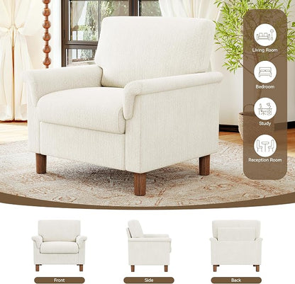 Mid Century Modern Accent Chairs Set of 2, Chenille Comfy Living Room Arm Chairs - Image 9