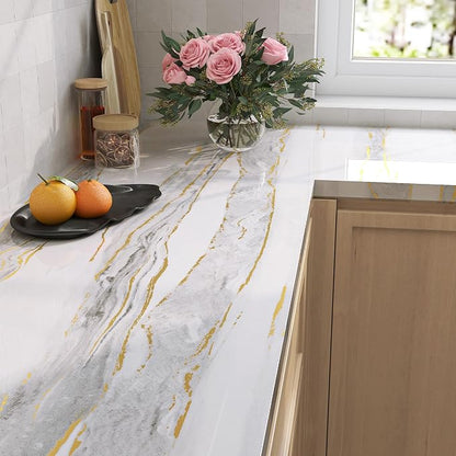 LaCheery White Grey Gold Marble Contact Paper - Image 2