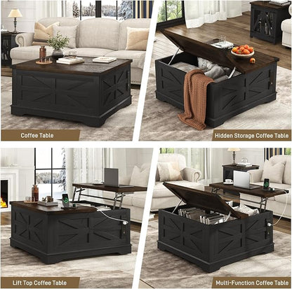 Hlivelood 36" Farmhouse Movable Lift Top Coffee Table - Image 7
